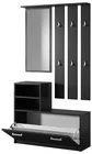 Ensemble d'entrée Yesfir avec miroir, cintres, étagères et meuble à chaussures Noir