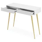 Coiffeuse Bello 104 cm blanche avec pieds dorés