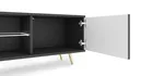 Bello Meuble TV LED 175 cm noir façades à lamelles et pieds dorés