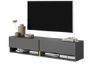 MIRRGO Meuble TV 140 cm graphite avec insert chêne artisan