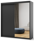 Szafa przesuwna Trend dwudrzwiowa z lustrem i oświetleniem 200 cm ryflowany front czarna