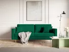 VALICO Canapé-lit trois places en velours vert hydrophobe