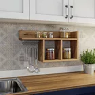 Étagère murale Paires pour cuisine avec crochets en pin