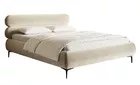 Łóżko tapicerowane 180x200 cm Roule z pojemnikiem stelaż metalowy jasnobeżowe welur hydrofobowy nóżki czarne