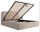 Łóżko tapicerowane 160x200 cm Sonvivo z pojemnikiem na pościel beżowe szenil stelaż metalowy