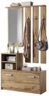 Ensemble d'entrée Yesfir avec miroir, cintres, étagères et meuble à chaussures Chêne Wotan