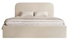 Łóżko tapicerowane 140x200 cm Sonvivo z pojemnikiem na pościel jasnobeżowe boucle stelaż metalowy