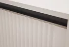 Stolik kawowy Osaka z dwiema szufladami i ryflowanymi frontami 100 cm beż piaskowy na czarnych nogach