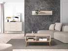 Ława kawowa Selgin 60x90 cm szary beż ze złotymi nogami