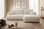 Canapé-lit d'angle Ovo en L beige avec conteneur bouclé à droite