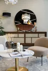 CORBINES Table basse ronde diamètre 80 cm marbre blanc sur pied laiton