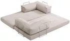 Canapé convertible 2 places Semassy, tissu chenille beige facile d’entretien