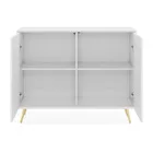 Commode Bello avec façades à lamelles 104 cm blanc avec pieds dorés