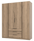 Szafa Kaja czterodrzwiowa z trzema szufladami 200 cm dąb evoke
