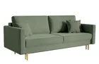 VALICO Canapé-lit trois places velours olive hydrophobe