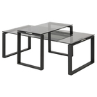 BANJOLE Ensemble de deux tables basses verre fumé