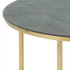 BAKAR Table basse diamètre 80 cm verte avec une base en chrome doré