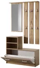 Ensemble d'entrée Yesfir avec miroir, cintres, étagères et meuble à chaussures Chêne Wotan
