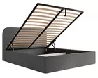 Łóżko tapicerowane 140x200 cm Sonvivo z pojemnikiem na pościel ciemnoszare boucle stelaż metalowy