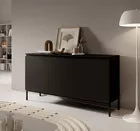 Commode à trois portes Bemmi 150 cm noire avec pieds noirs