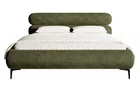 Łóżko tapicerowane 180x200 cm Roule z pojemnikiem stelaż metalowy oliwkowe szenil nóżki czarne