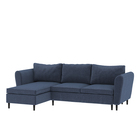 MERITH Canapé d'angle convertible avec fonction lit tissu imperméable bleu marine