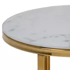 PERQY Ensemble de tables rondes en verre blanc avec un cadre doré