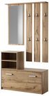 Ensemble d'entrée Yesfir avec miroir, cintres, étagères et meuble à chaussures Chêne Wotan