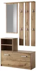 Ensemble d'entrée Yesfir avec miroir, cintres, étagères et meuble à chaussures Chêne Wotan
