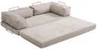 Canapé convertible 2 places Semassy, tissu chenille beige facile d’entretien