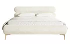 Łóżko tapicerowane 140x200 cm Roule z pojemnikiem stelaż metalowy kremowe szenil nóżki złote
