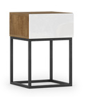 Table de chevet Mirris 40x40 cm avec un tiroir, chêne artisanal / blanc brillant