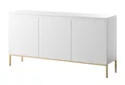 Commode à trois portes Bemmi 150 cm blanc avec pieds dorés