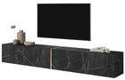 BISIRA Meuble TV 200 cm en marbre noir avec insert doré
