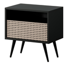 Table de chevet avec tiroir - motif du tressage viennois, pieds noirs