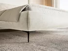 Łóżko tapicerowane 180x200 cm Roule z pojemnikiem stelaż metalowy szarobeżowe szenil nóżki czarne