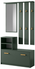 Ensemble d'entrée Yesfir vert bouteille avec miroir, cintres, étagères et meuble à chaussures