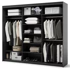 Szafa przesuwna Trend trzydrzwiowa z lustrem i oświetleniem 250 cm ryflowane fronty czarna