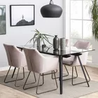 BRUNNO Table à manger 180x90 cm avec plateau en verre