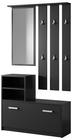 Ensemble d'entrée Yesfir avec miroir, cintres, étagères et meuble à chaussures Noir