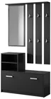 Ensemble d'entrée Yesfir avec miroir, cintres, étagères et meuble à chaussures Noir