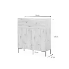 Commode Lammelo 92 cm beige pieds dorés