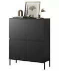 Commode haute Bemmi 100 cm noire avec pieds noirs
