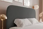 Łóżko tapicerowane 140x200 cm Sonvivo z pojemnikiem na pościel ciemnoszare boucle stelaż metalowy