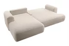 Canapé d'angle convertible Ovo en L velours beige clair avec bac en tissu facile à nettoyer, côté gauche