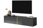 BISIRA Meuble TV 140 cm noir avec insert doré