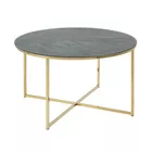 BAKAR Table basse diamètre 80 cm verte avec une base en chrome doré