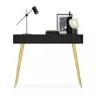 Coiffeuse Bello 104 cm noire avec pieds dorés