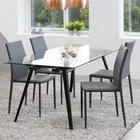 BRUNNO Table à manger 180x90 cm avec plateau en verre