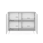 Commode Bello avec façades à lamelles 104 cm blanc avec pieds dorés